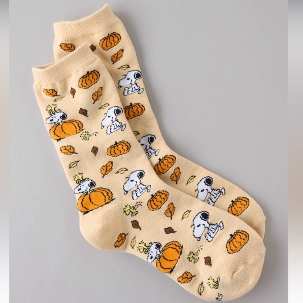 AE Snoopy Peanuts Fall Pumpkin Crew Socks